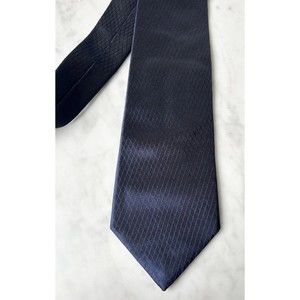 Lands' End Navy Blue Men's Silk Neck Tie - Textured Diamond Pattern NEW